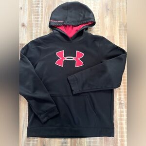 Under Armour Boys Hoodie Pullover Sweatshirt Youth‎ XL Black & Red with Pockets